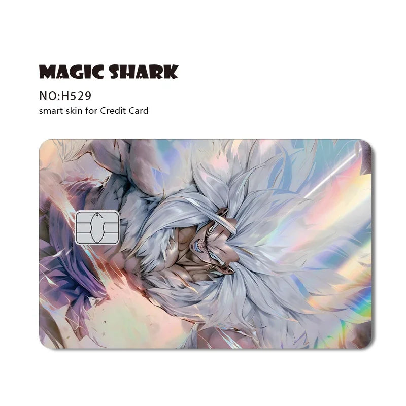 Magic Shark Anime Goku Vegeta Trunks Laser Holographic Shinny Skin Cover Sticker Film for Debit Credit Card
