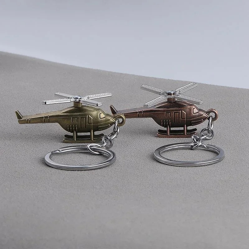 Creative Helicopter Keychain Metal Combat Aircraft Model Keyring Fashion Car Key Waist Buckle Pendant For Men Teens Pilot Gifts