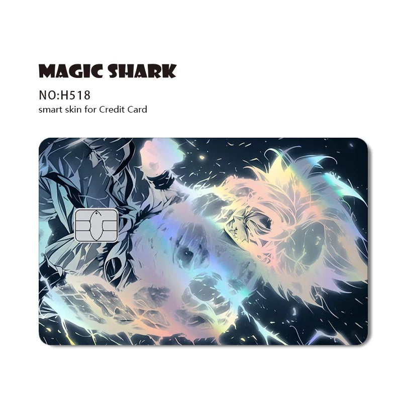 Magic Shark Anime Goku Vegeta Trunks Laser Holographic Shinny Skin Cover Sticker Film for Debit Credit Card