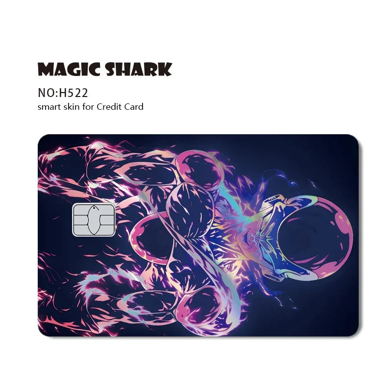 Magic Shark Anime Goku Vegeta Trunks Laser Holographic Shinny Skin Cover Sticker Film for Debit Credit Card