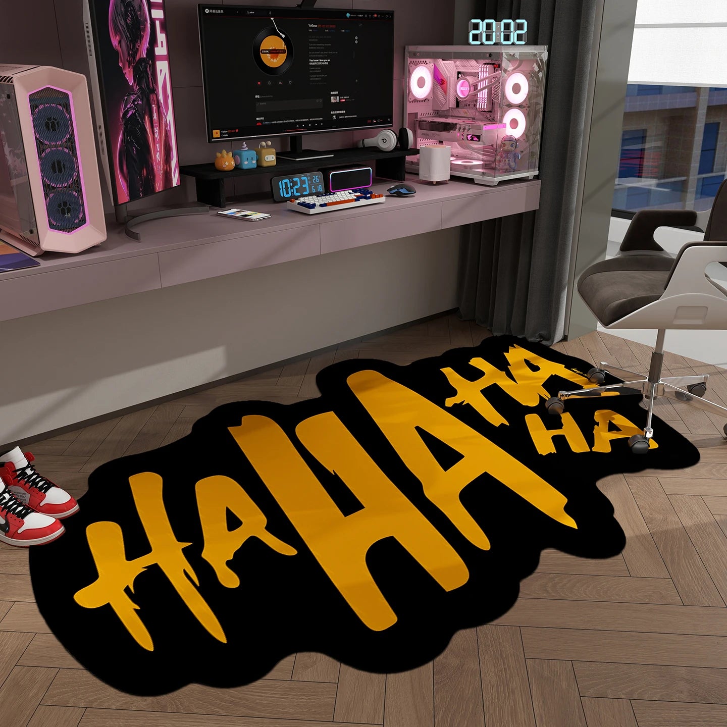 Haha Rugs for Bedroom Irregular Shapes Floor Mat Anti-slip Lounge Rug