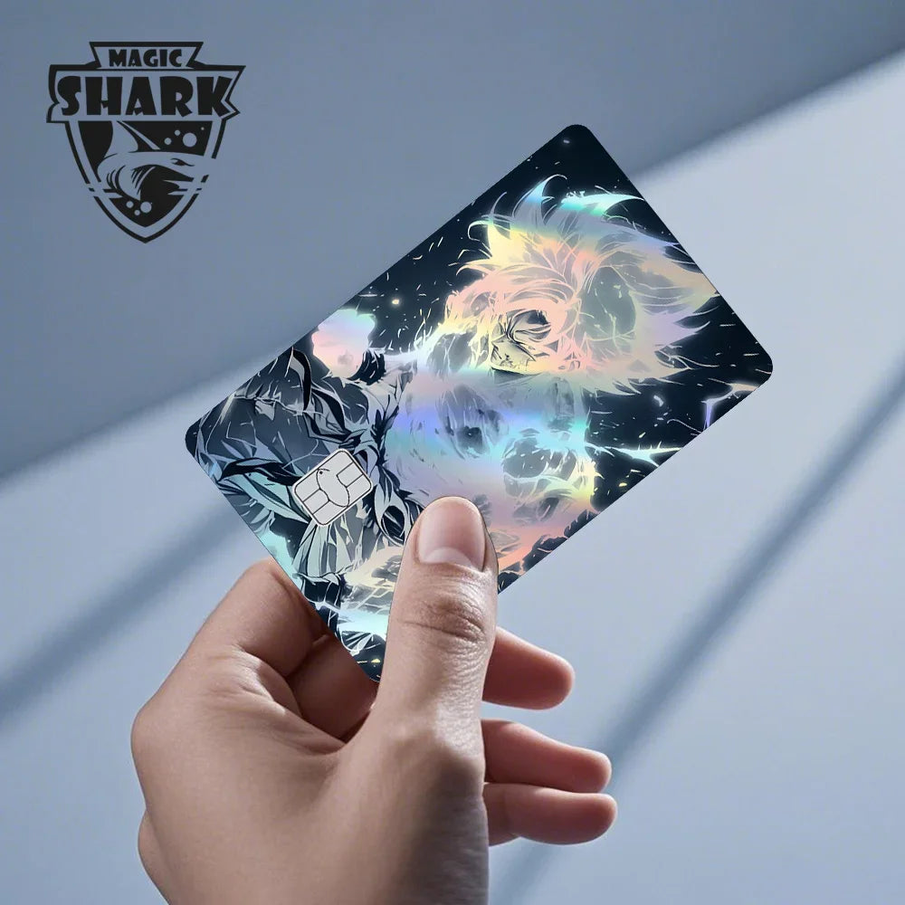 Magic Shark Anime Goku Vegeta Trunks Laser Holographic Shinny Skin Cover Sticker Film for Debit Credit Card