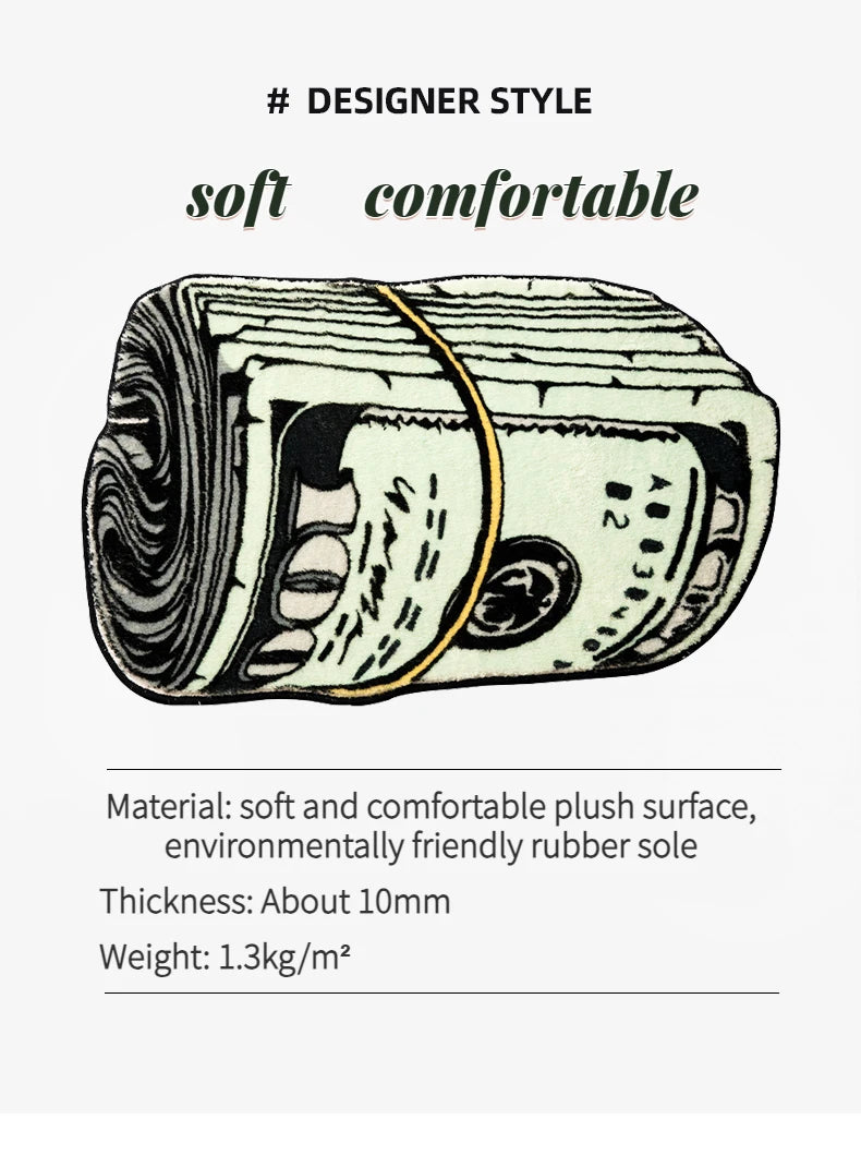 Money Creative Carpet Cozy Soft Bedroom Carpets Y2K Bedside Rugs Living Room US dollar Rug Bathroom Door Mat Dry Absorbent Mats