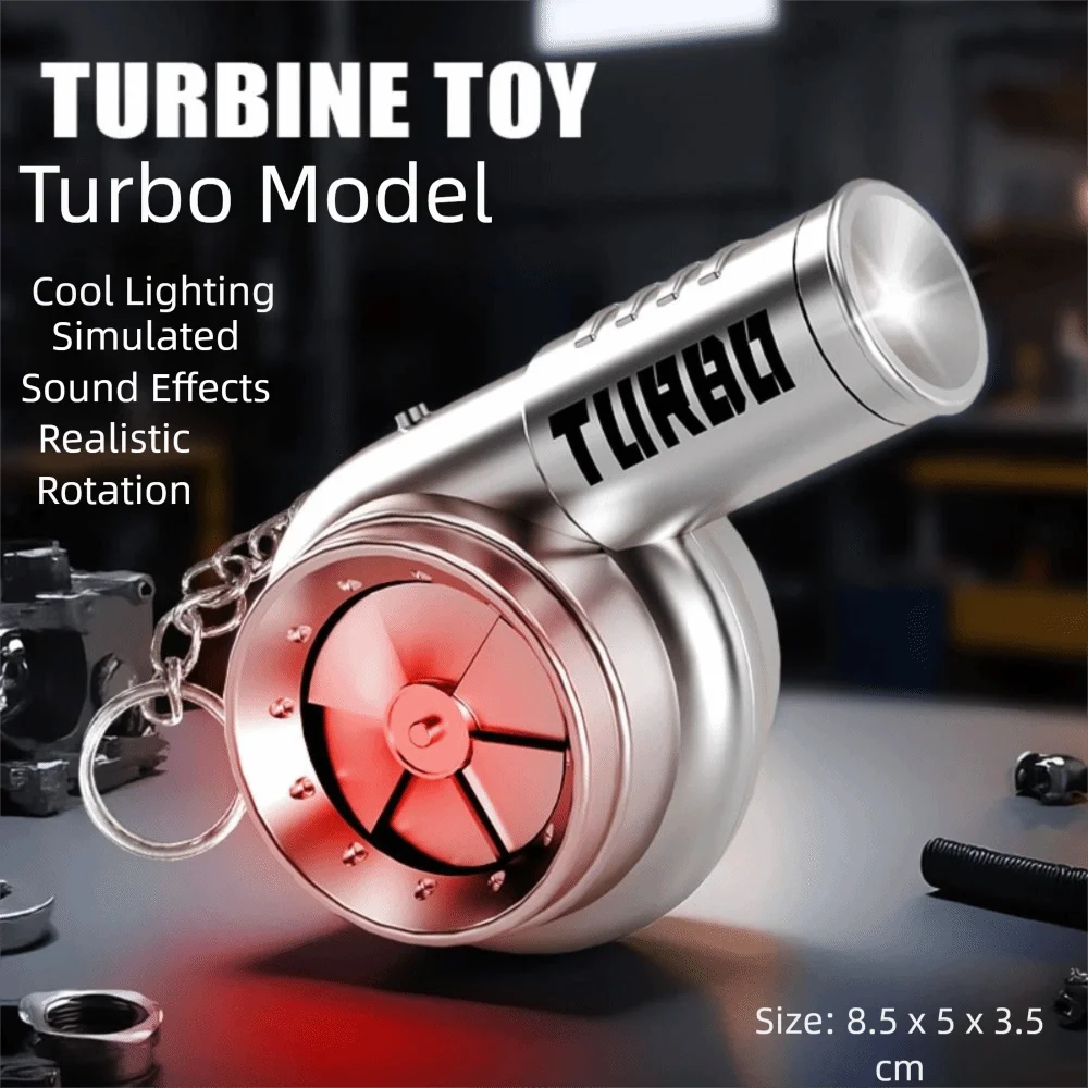 With Sound Turbo Key Chain Light Torch Car Keyring Turbocharging Pendant Plastic Spinning Simulation Turbo Christma Gifts