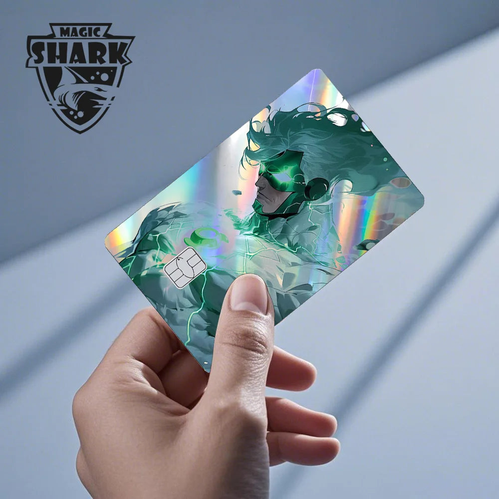 Magic Shark Heros Bat-mans Super-mans Knight Holographic Shinny Film Sticker Cover Skin for Debit Credit Card