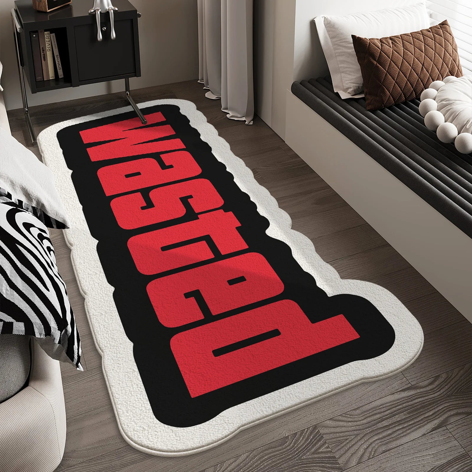 "WASTED" Carpet Soft, Warm and Non-Slip Bedside Rug for Bedroom Bathroom Mat Home Furnishings