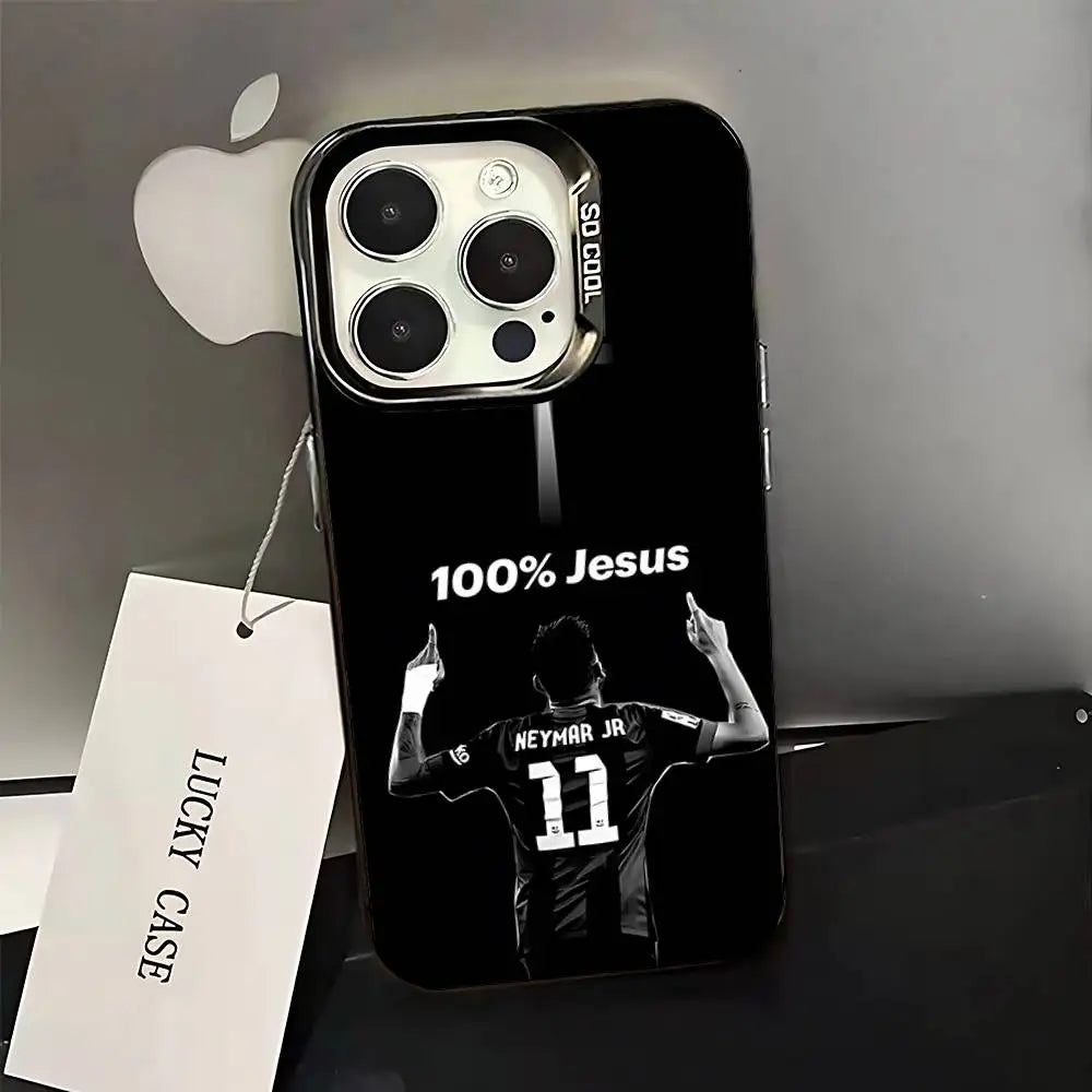 Football 10 For N-NeYmAr Phone Case For iPhone 16,15,14,13,12,11,Pro,XS,Max,Plus,Mini,SE Black Candy Matte Shockproof Cover