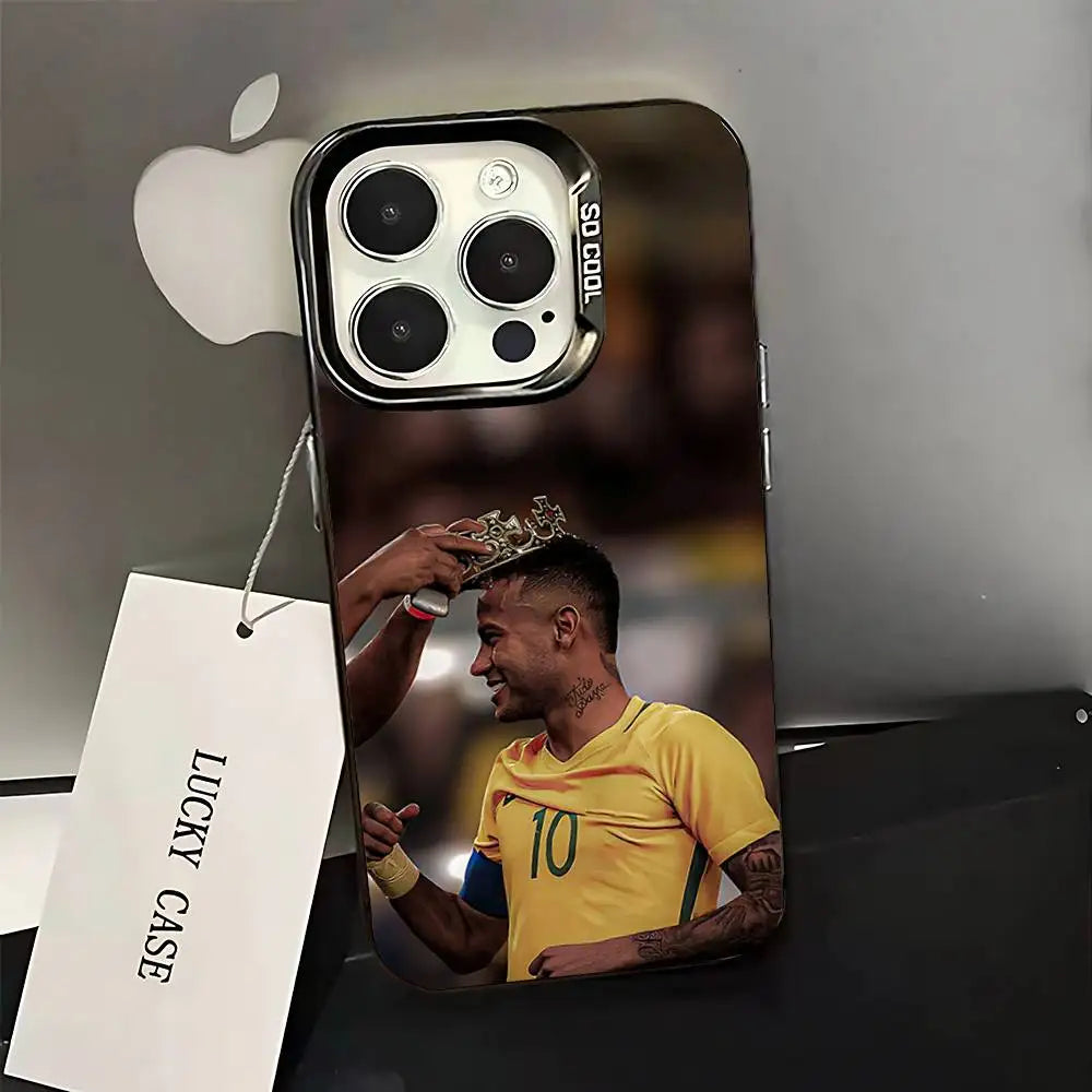 Football 10 For N-NeYmAr Phone Case For iPhone 16,15,14,13,12,11,Pro,XS,Max,Plus,Mini,SE Black Candy Matte Shockproof Cover
