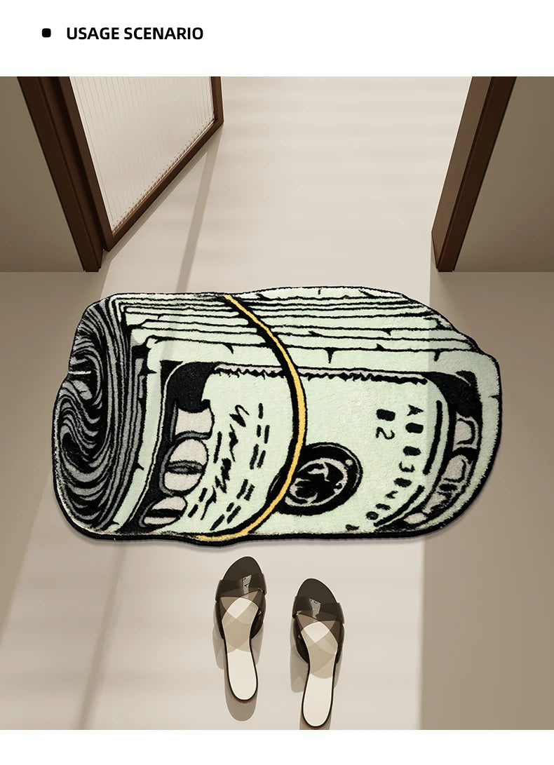 Money Creative Carpet Cozy Soft Bedroom Carpets Y2K Bedside Rugs Living Room US dollar Rug Bathroom Door Mat Dry Absorbent Mats