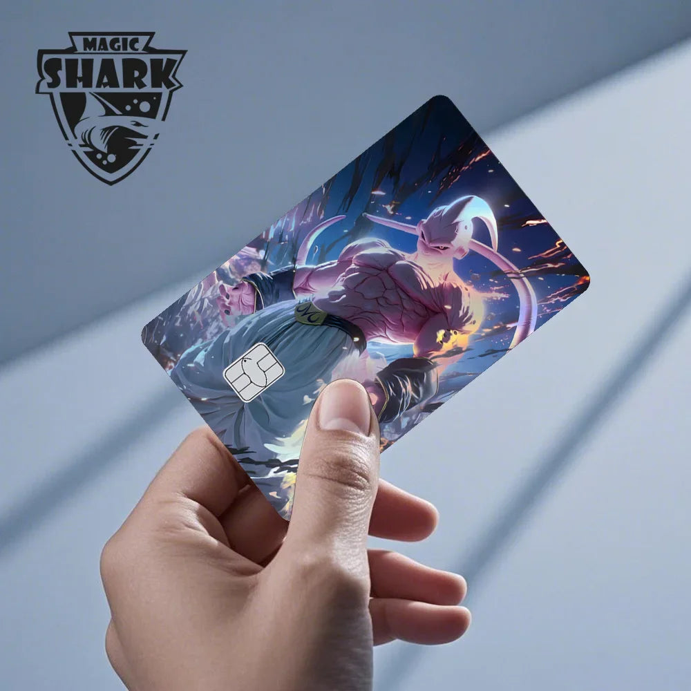 Magic Shark Anime Goku Vegeta Trunks Laser Holographic Shinny Skin Cover Sticker Film for Debit Credit Card