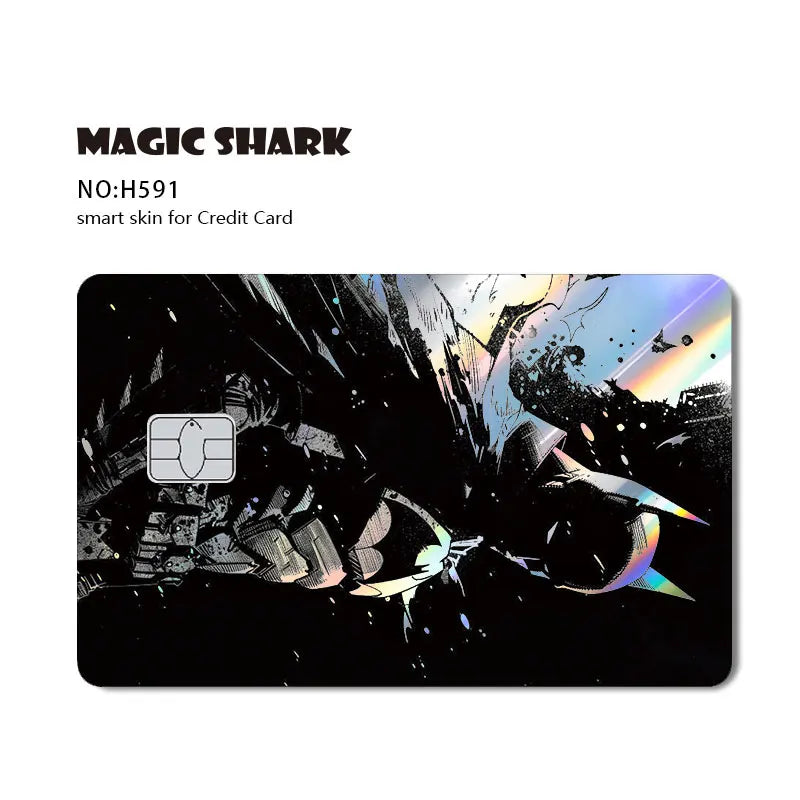 Magic Shark Heros Bat-mans Super-mans Knight Holographic Shinny Film Sticker Cover Skin for Debit Credit Card