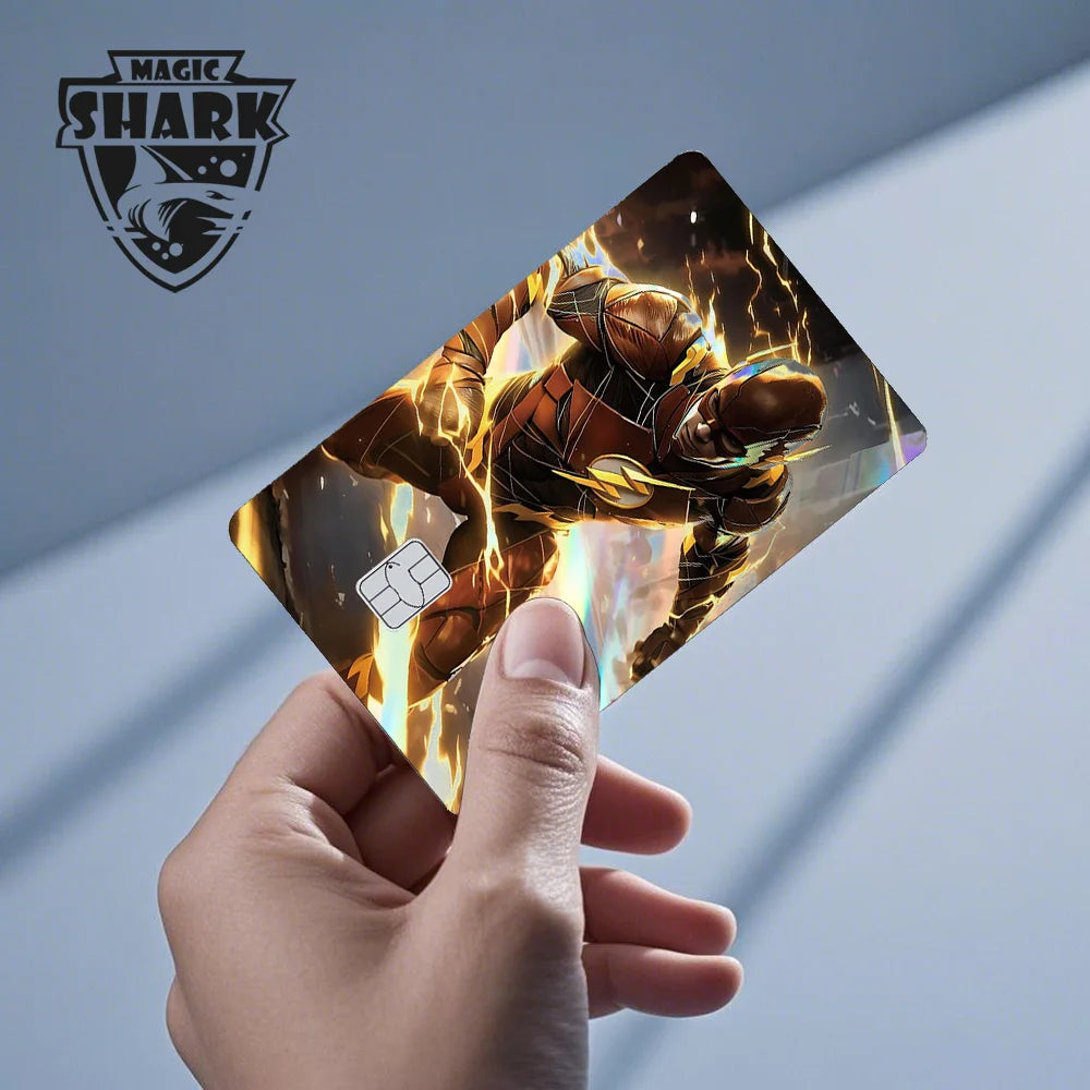 Magic Shark Heros Bat-mans Super-mans Knight Holographic Shinny Film Sticker Cover Skin for Debit Credit Card