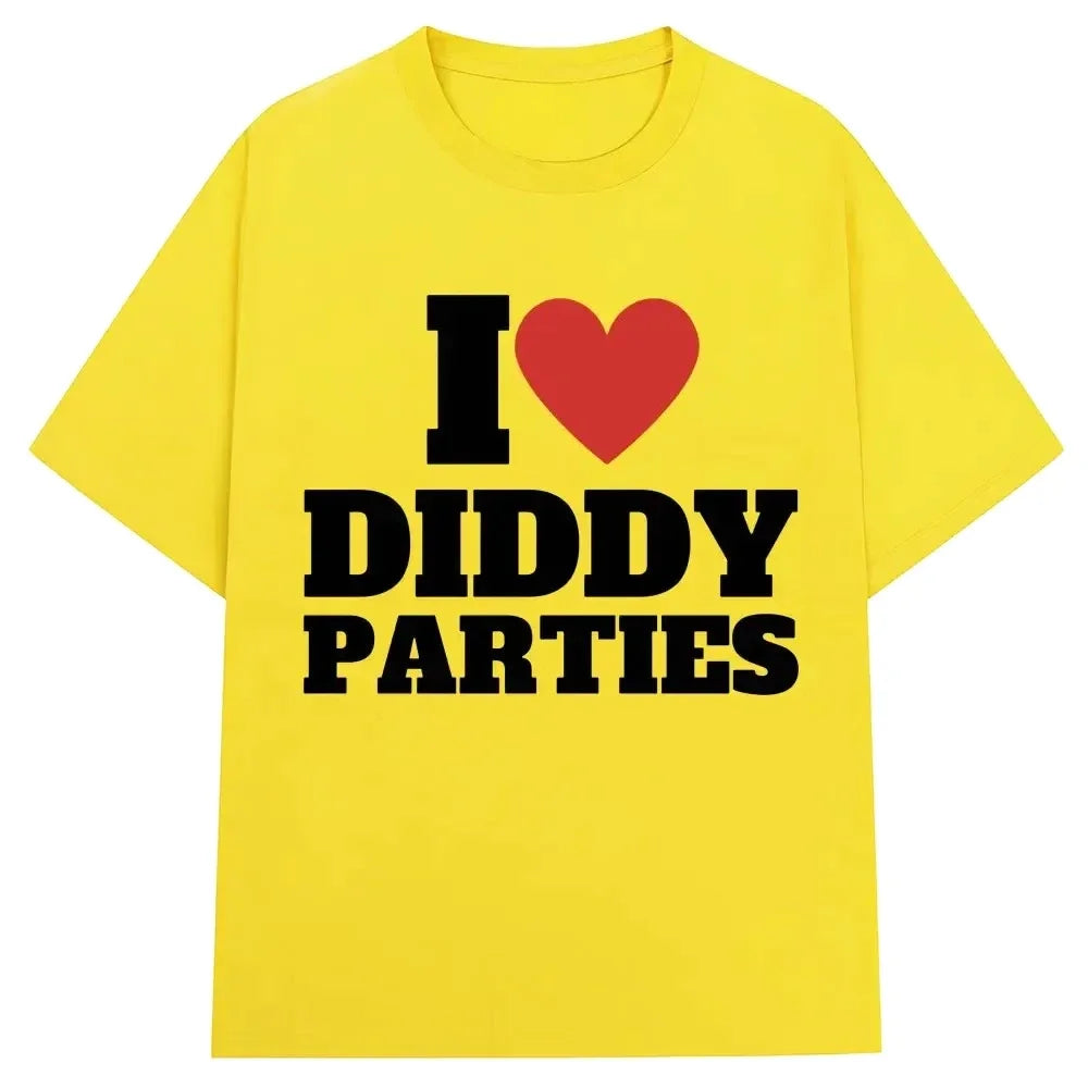 Camiseta con estampados interesantes de I love Diddy parties novedad crea camiseta de manga de moda femenina