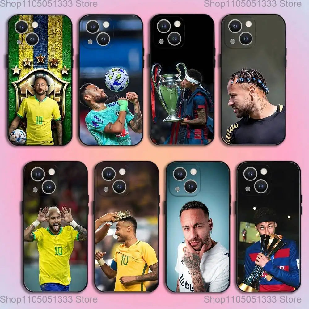 Cool Football Sport N-Neymar_S Phone Case For iPhone 16,15,14,13,12,11,Pro,XS,Max,XR,Plus,E,SE4,Mini Black Soft Cover