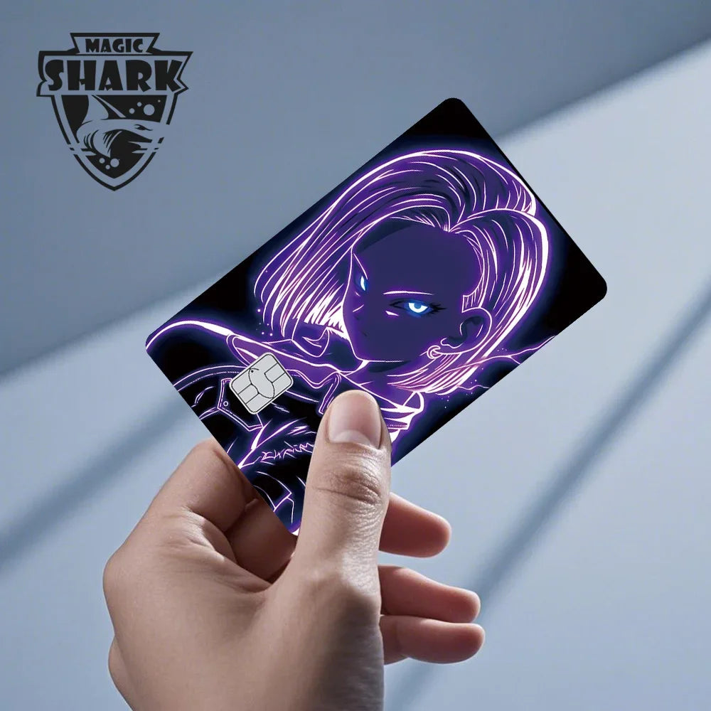 Magic Shark Anime Goku Vegeta Trunks Laser Holographic Shinny Skin Cover Sticker Film for Debit Credit Card