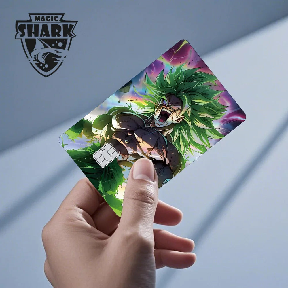 Magic Shark Anime Goku Vegeta Trunks Laser Holographic Shinny Skin Cover Sticker Film for Debit Credit Card