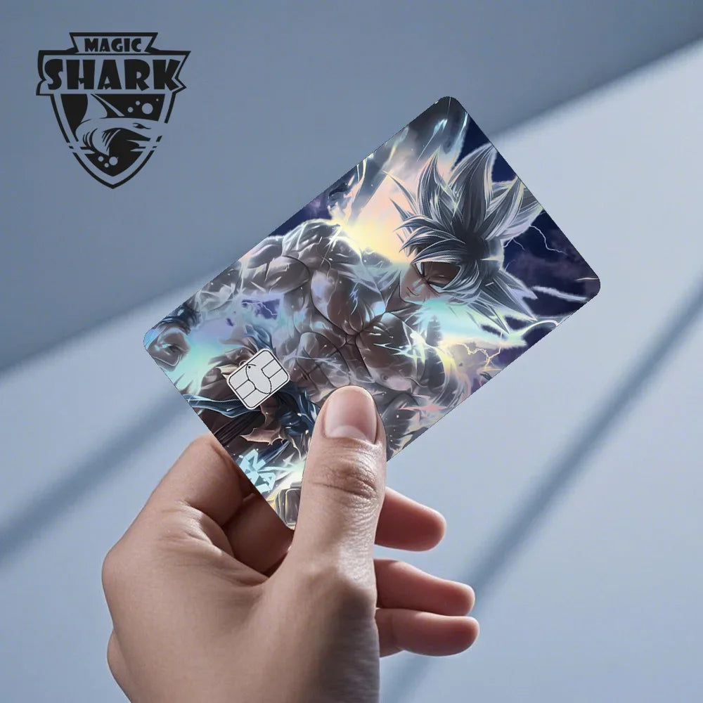 Magic Shark Anime Goku Vegeta Trunks Laser Holographic Shinny Skin Cover Sticker Film for Debit Credit Card