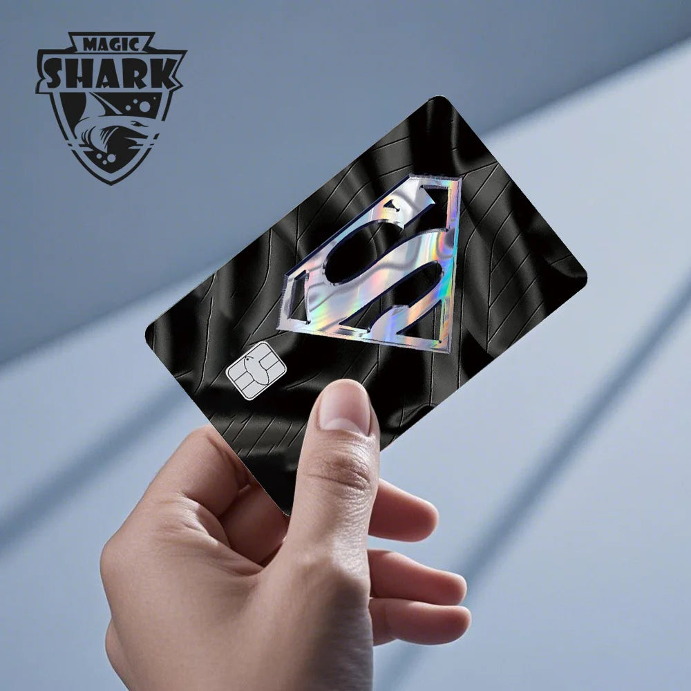 Magic Shark Heros Bat-mans Super-mans Knight Holographic Shinny Film Sticker Cover Skin for Debit Credit Card