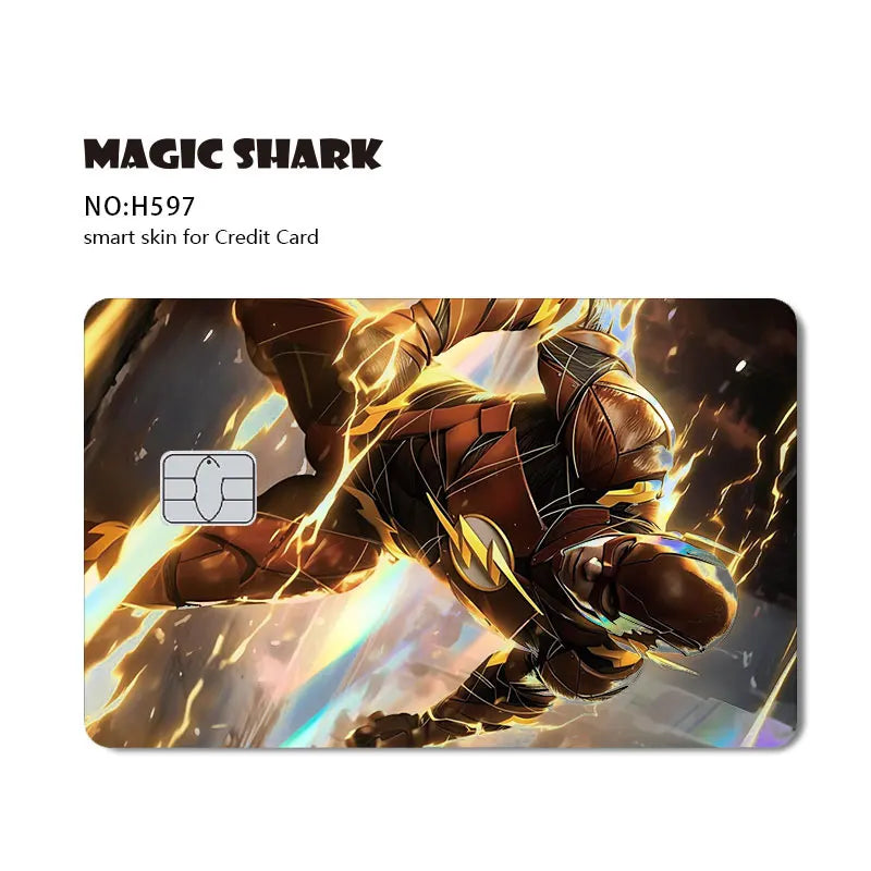 Magic Shark Heros Bat-mans Super-mans Knight Holographic Shinny Film Sticker Cover Skin for Debit Credit Card