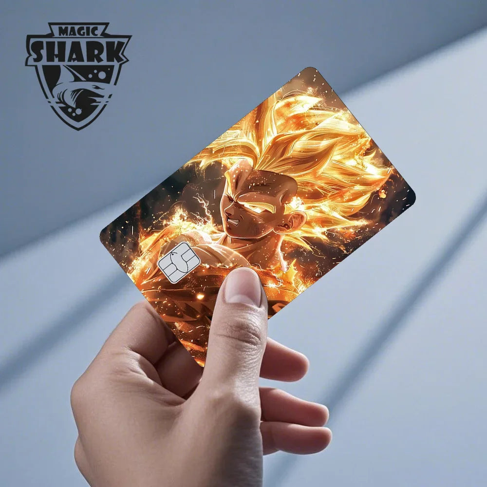 Magic Shark Anime Goku Vegeta Trunks Laser Holographic Shinny Skin Cover Sticker Film for Debit Credit Card