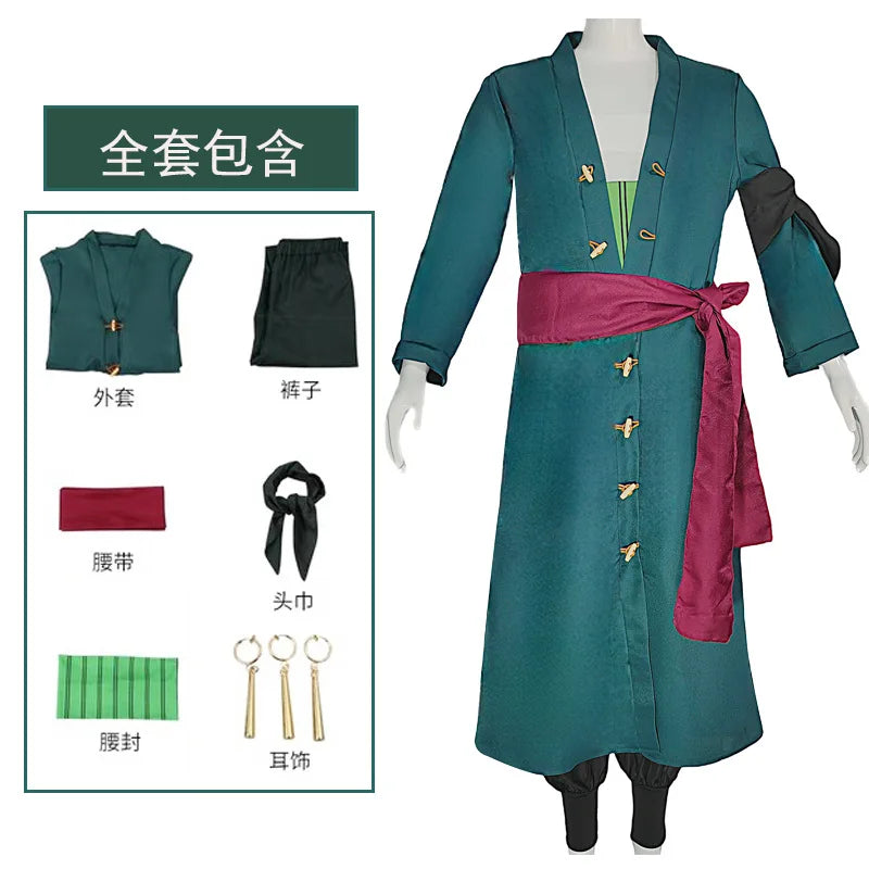 Fantasia Wano Country Roronoa Of Zoro Cosplay Kimono Anime Pirate Disfraz Costume Men Male Halloween Carnival Party Clothes