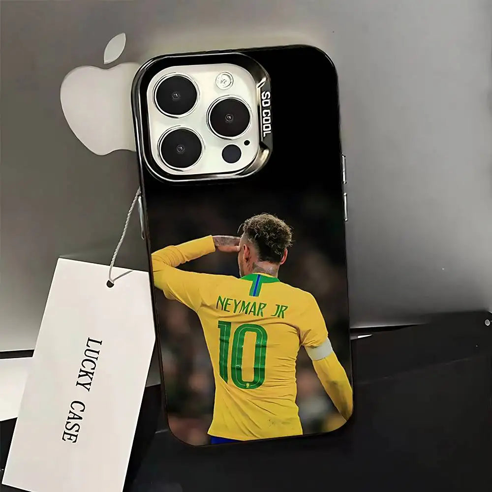 Football 10 For N-NeYmAr Phone Case For iPhone 16,15,14,13,12,11,Pro,XS,Max,Plus,Mini,SE Black Candy Matte Shockproof Cover