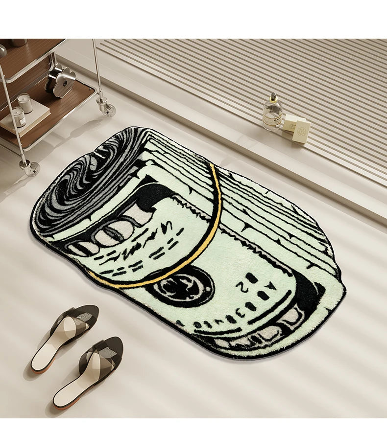 Money Creative Carpet Cozy Soft Bedroom Carpets Y2K Bedside Rugs Living Room US dollar Rug Bathroom Door Mat Dry Absorbent Mats