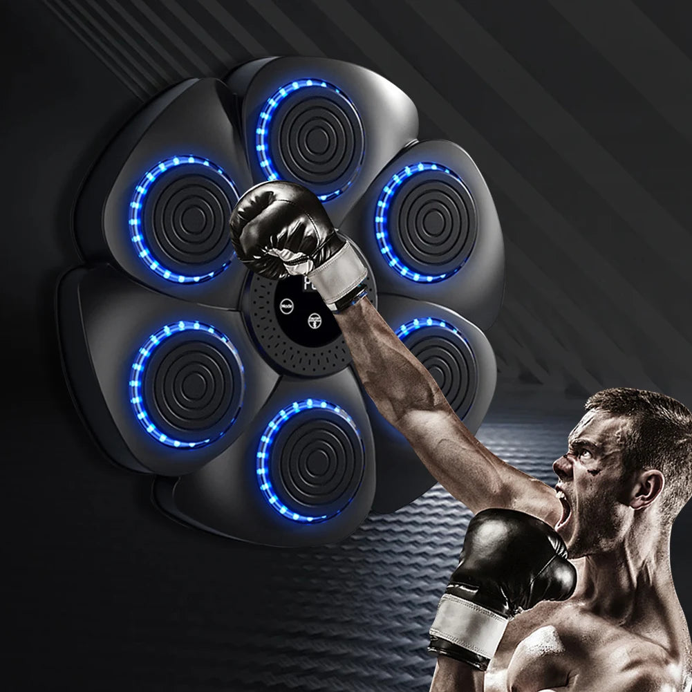 Bluetooth Music Boxing Machine RGB Light Smart Fitness Boxing Bag Muay Thai Sandbag Training Punching Equipment for Kids Adults