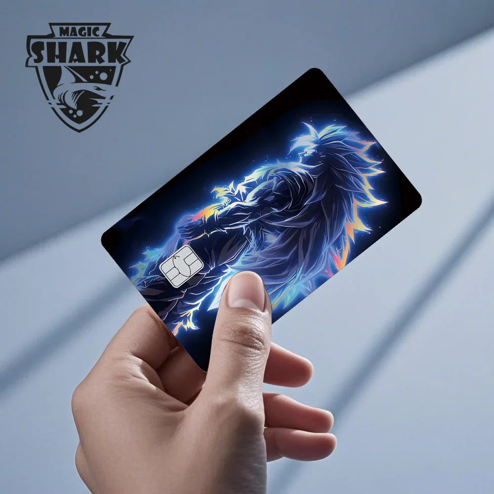 Magic Shark Anime Goku Vegeta Trunks Laser Holographic Shinny Skin Cover Sticker Film for Debit Credit Card