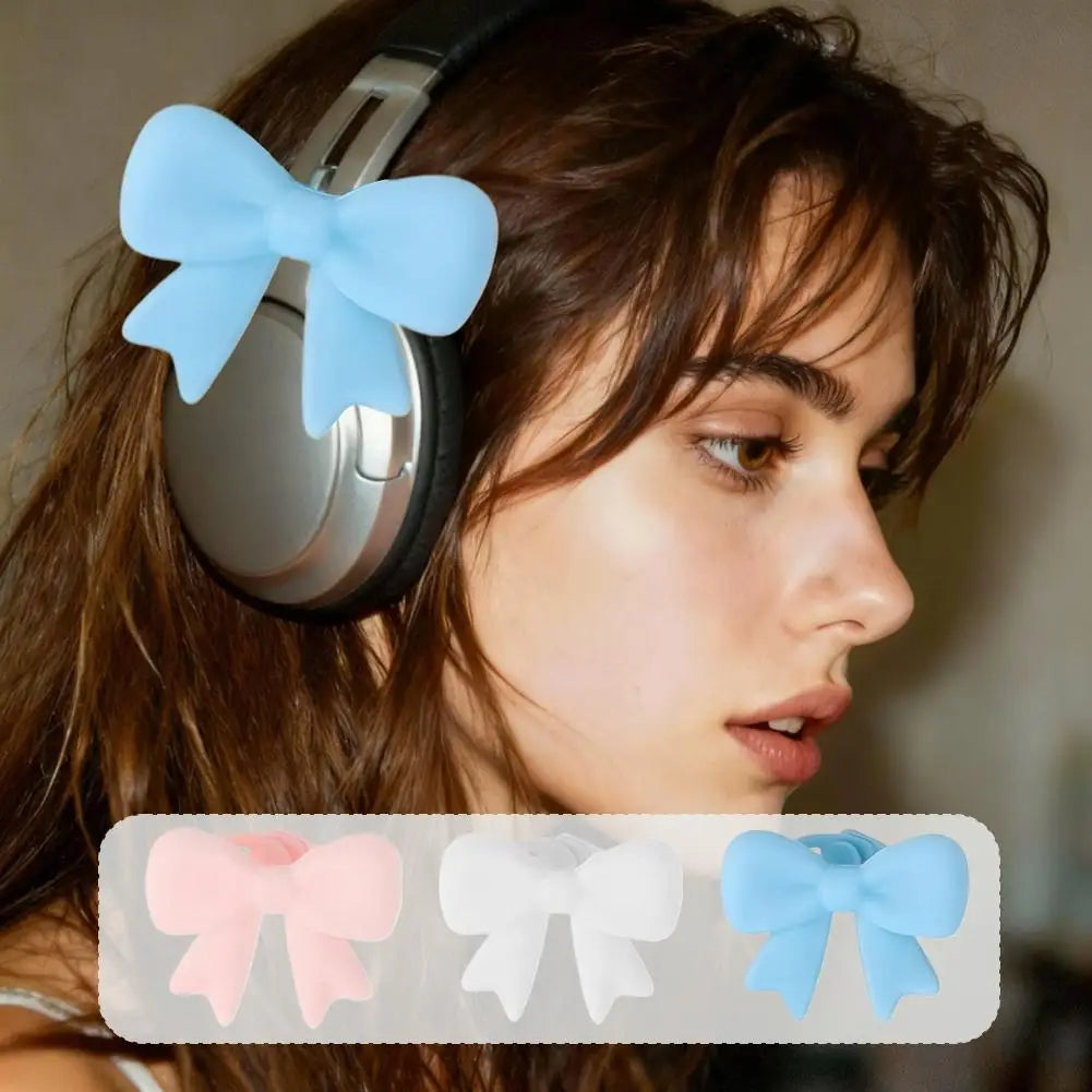 1pair 3D Cute Bow Headphone Decor Bow Earphone Protect Accessories Universal Over Ear Decoration for Styling Photo Shoot Tools