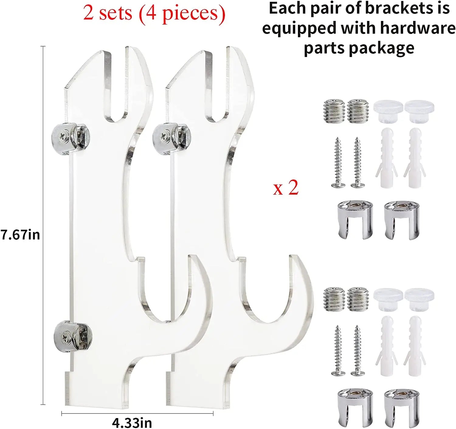 2PCS Acrylic Wall Mount Samurai Sword Stand Holder Rack for Displaying Lightsabers Knives Samurai Sabres Chinese Swords-Staff