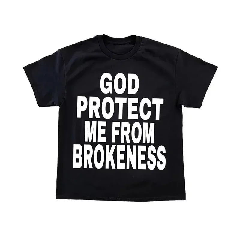 EMO Y2K Cotton T-shirt Punk Harajuku Letter Trendy Short Sleeve Grunge Gothic Retro Top Hip Hop Oversized Casual Tee Men's Women