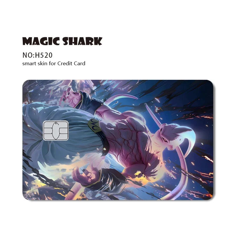 Magic Shark Anime Goku Vegeta Trunks Laser Holographic Shinny Skin Cover Sticker Film for Debit Credit Card