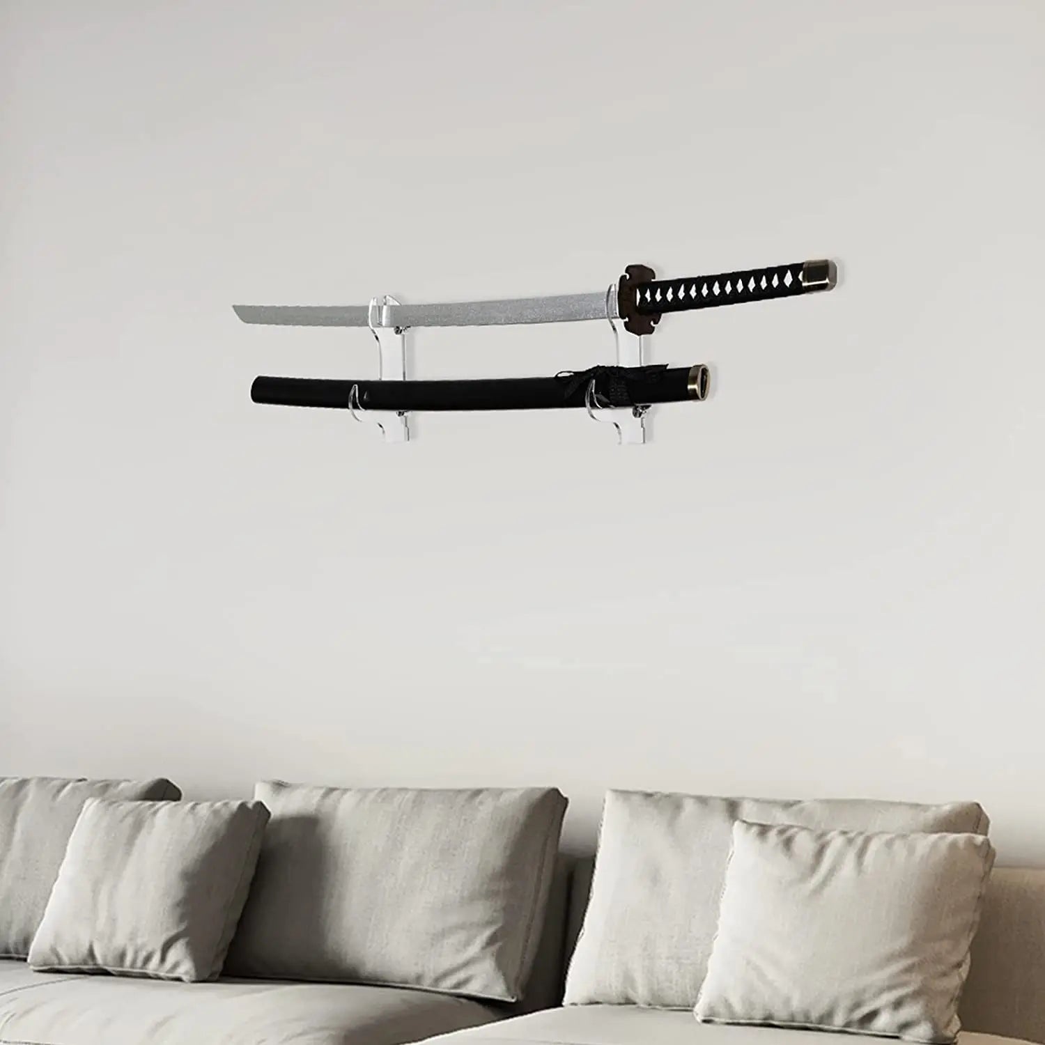 2PCS Acrylic Wall Mount Samurai Sword Stand Holder Rack for Displaying Lightsabers Knives Samurai Sabres Chinese Swords-Staff