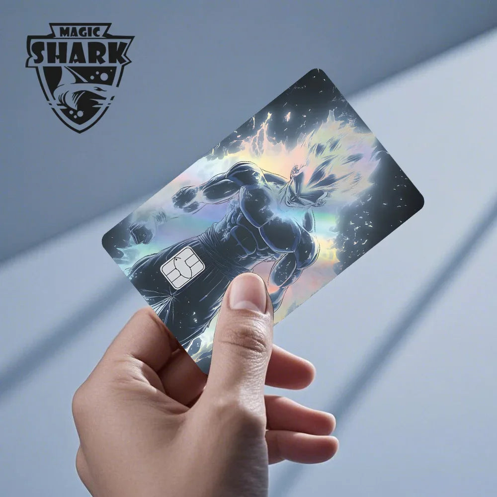 Magic Shark Anime Goku Vegeta Trunks Laser Holographic Shinny Skin Cover Sticker Film for Debit Credit Card