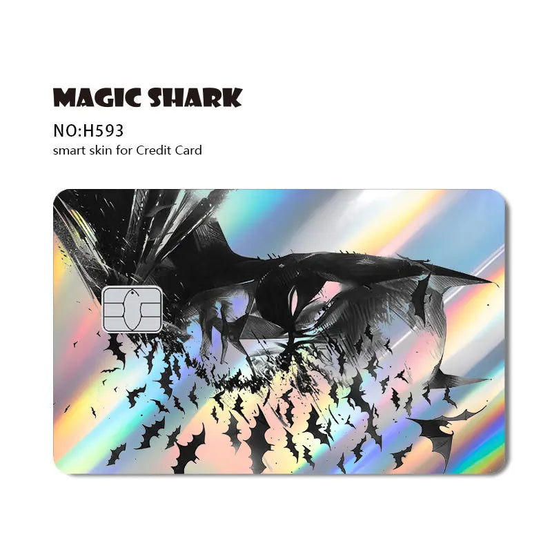 Magic Shark Heros Bat-mans Super-mans Knight Holographic Shinny Film Sticker Cover Skin for Debit Credit Card