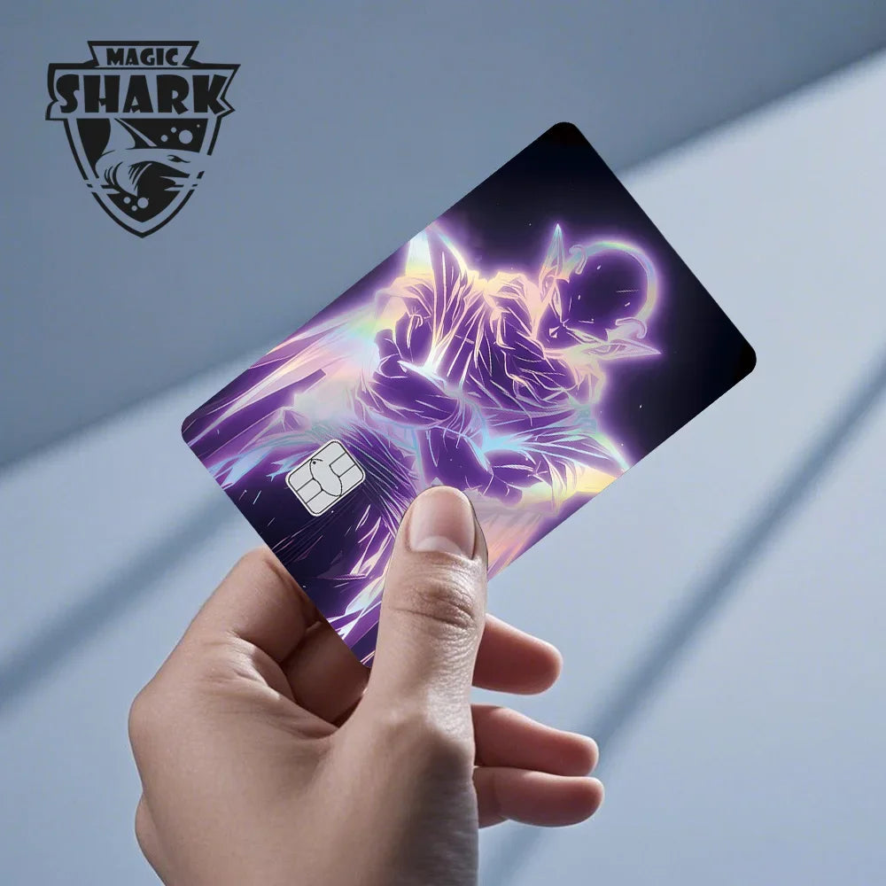 Magic Shark Anime Goku Vegeta Trunks Laser Holographic Shinny Skin Cover Sticker Film for Debit Credit Card