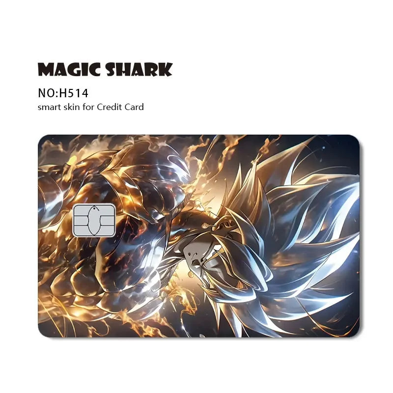 Magic Shark Anime Goku Vegeta Trunks Laser Holographic Shinny Skin Cover Sticker Film for Debit Credit Card