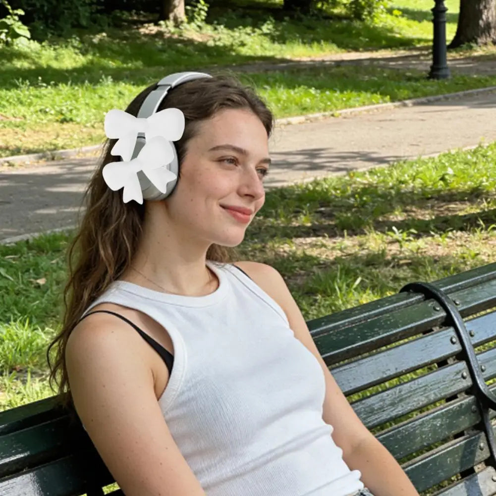 1pair 3D Cute Bow Headphone Decor Bow Earphone Protect Accessories Universal Over Ear Decoration for Styling Photo Shoot Tools