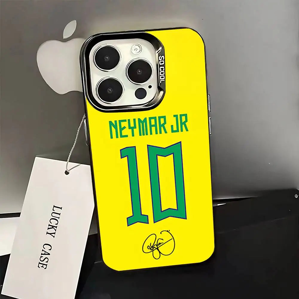 Football 10 For N-NeYmAr Phone Case For iPhone 16,15,14,13,12,11,Pro,XS,Max,Plus,Mini,SE Black Candy Matte Shockproof Cover