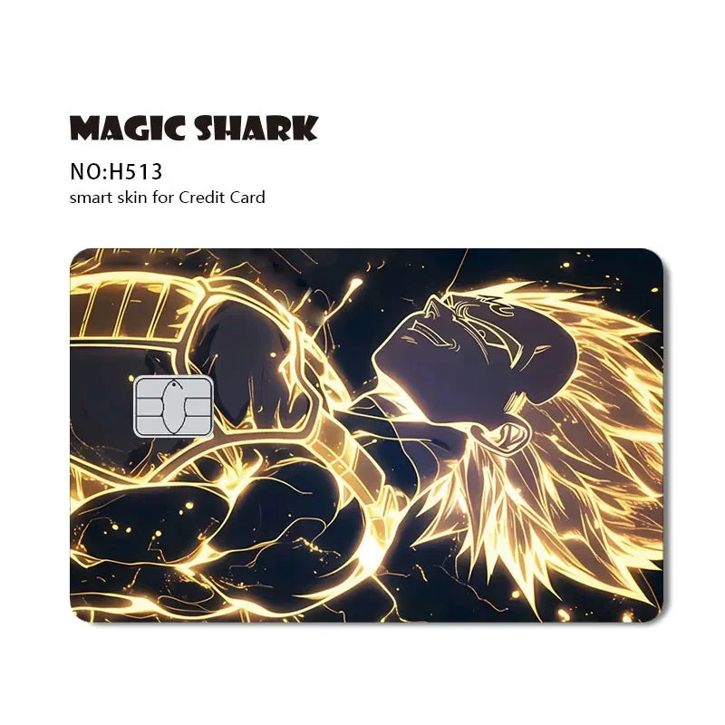 Magic Shark Anime Goku Vegeta Trunks Laser Holographic Shinny Skin Cover Sticker Film for Debit Credit Card