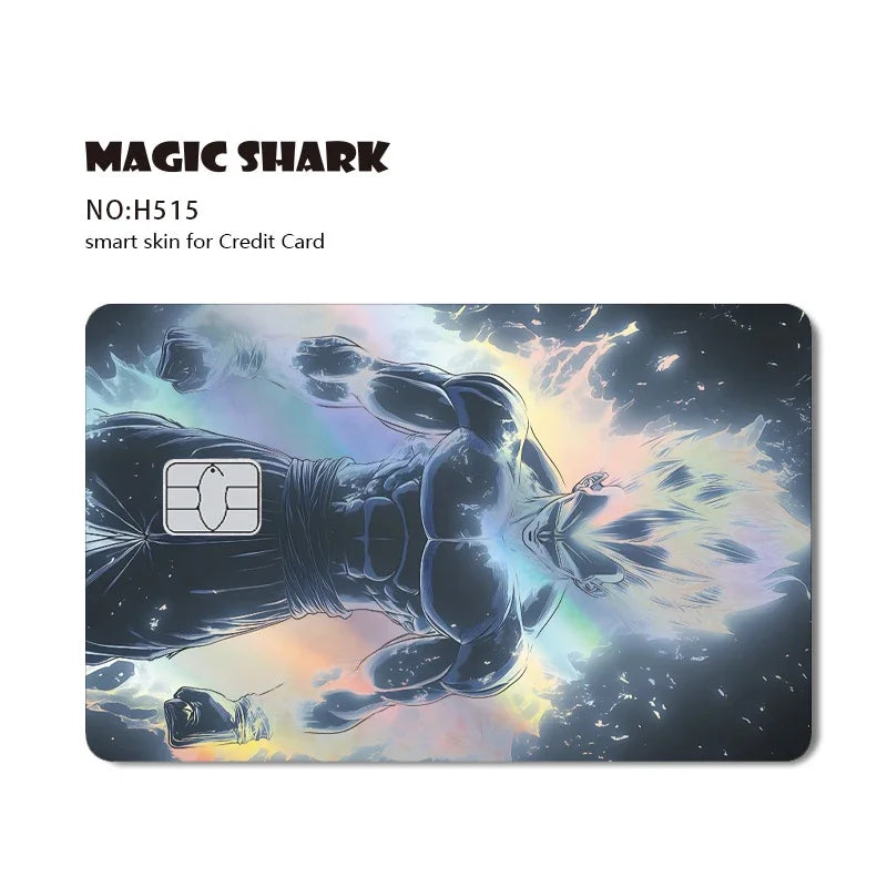 Magic Shark Anime Goku Vegeta Trunks Laser Holographic Shinny Skin Cover Sticker Film for Debit Credit Card