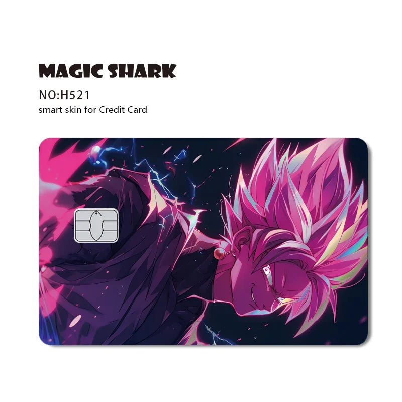 Magic Shark Anime Goku Vegeta Trunks Laser Holographic Shinny Skin Cover Sticker Film for Debit Credit Card
