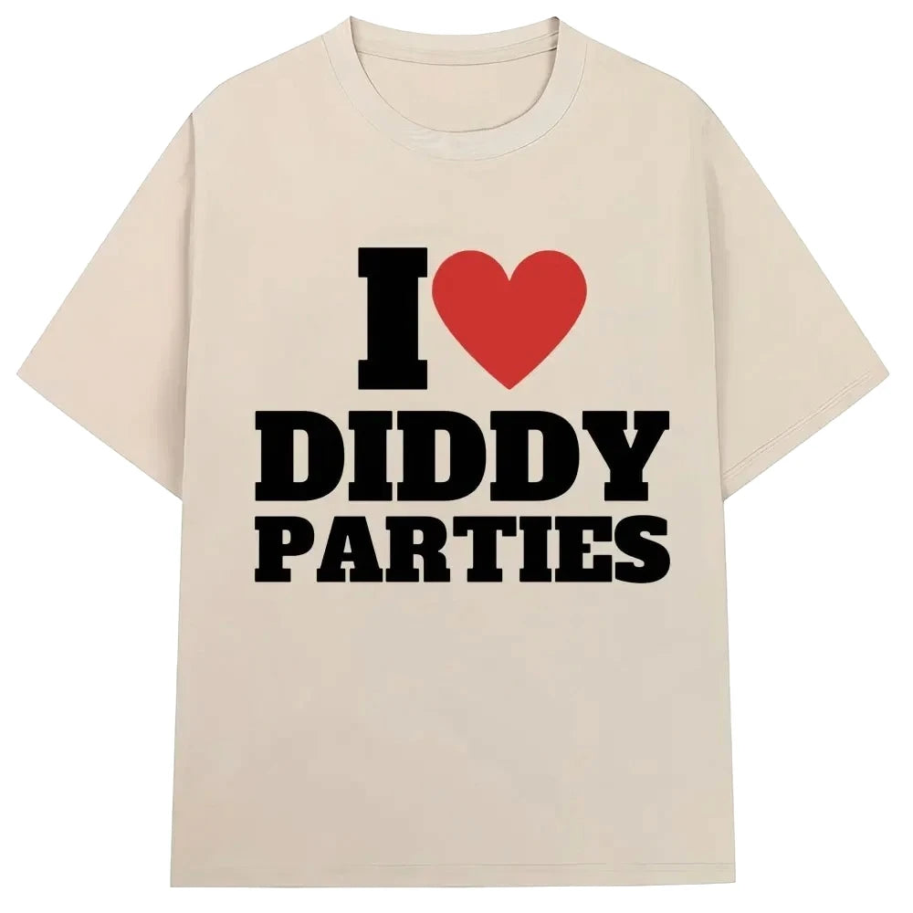 Camiseta con estampados interesantes de I love Diddy parties novedad crea camiseta de manga de moda femenina