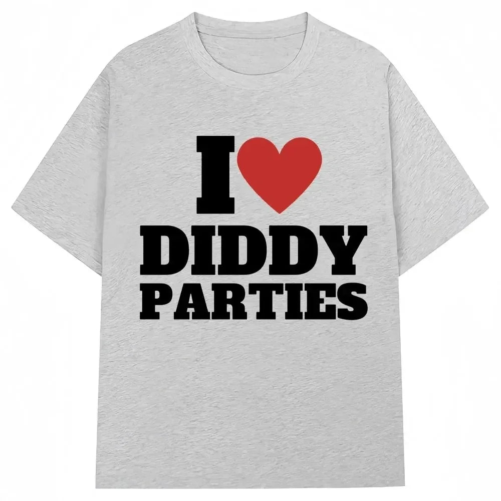 Camiseta con estampados interesantes de I love Diddy parties novedad crea camiseta de manga de moda femenina