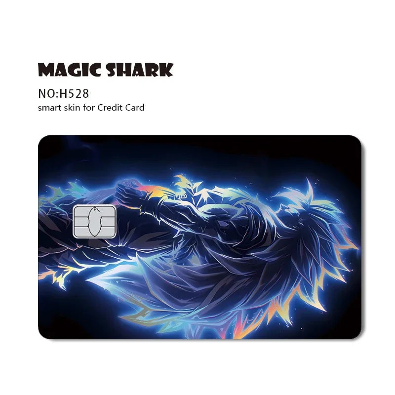 Magic Shark Anime Goku Vegeta Trunks Laser Holographic Shinny Skin Cover Sticker Film for Debit Credit Card