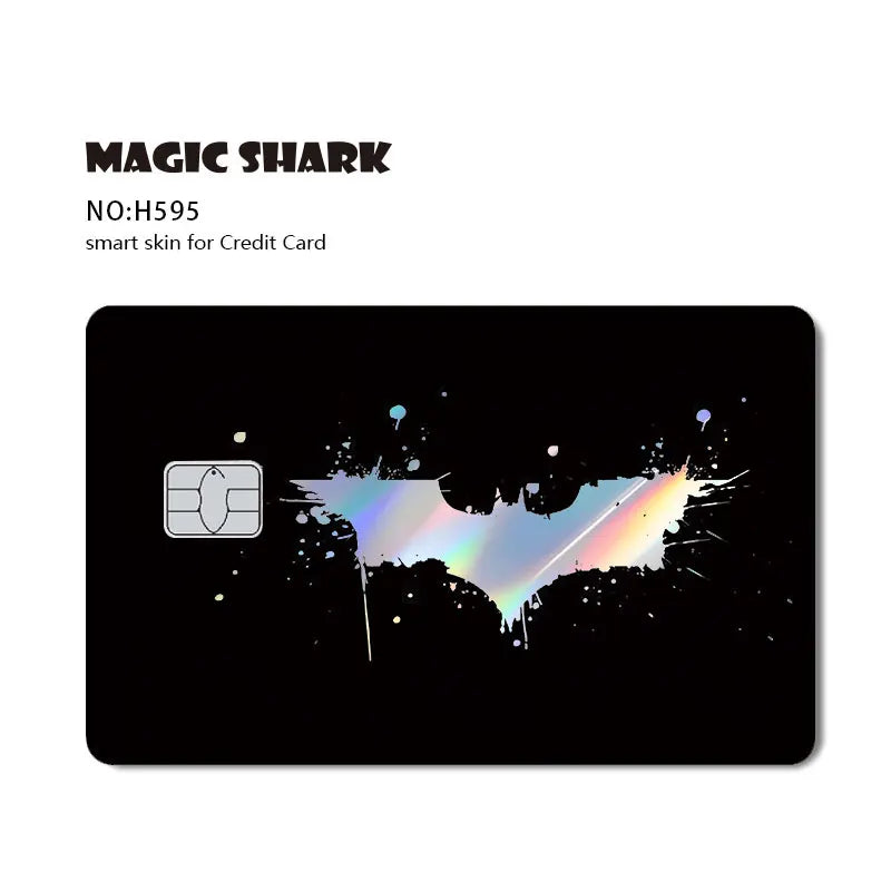 Magic Shark Heros Bat-mans Super-mans Knight Holographic Shinny Film Sticker Cover Skin for Debit Credit Card