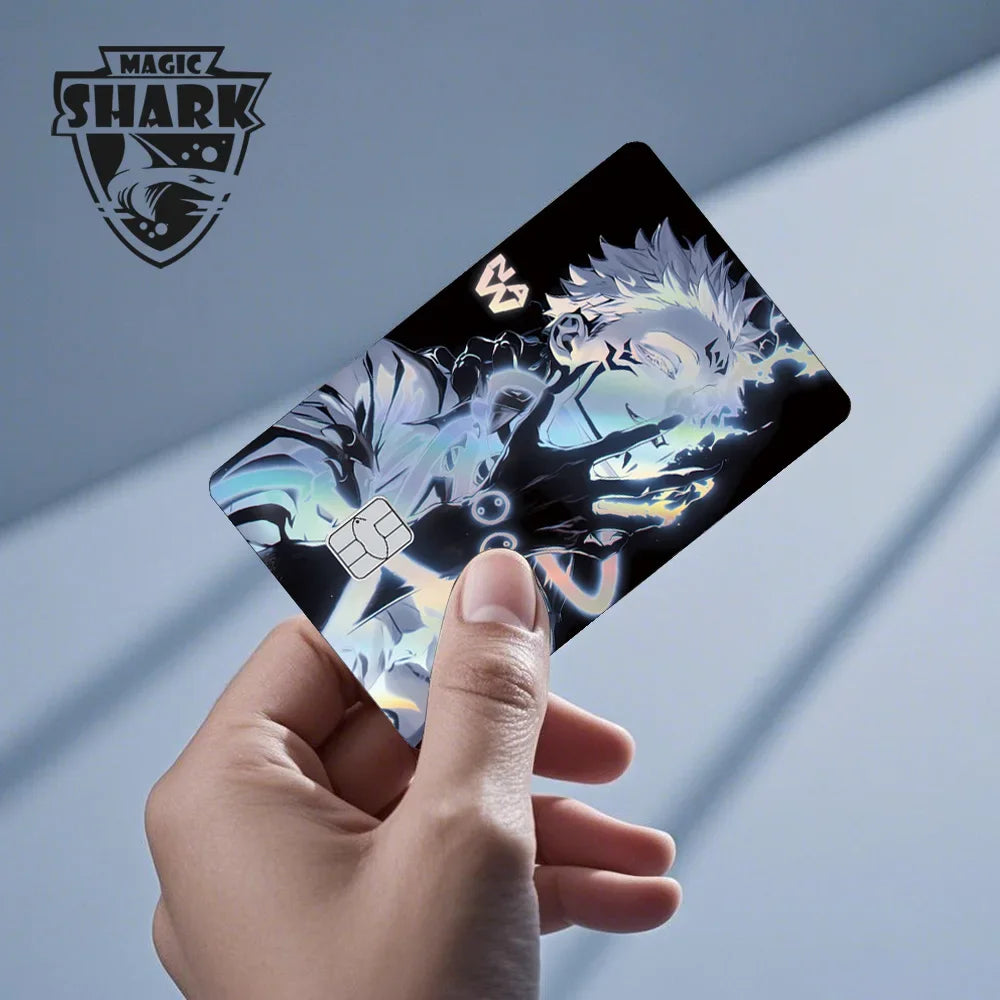 100% New Anime Jujutsu Kaisens Gojo Holographic Laser Shinny Front Credit Debit Bank Card Sticker Film Skin Cover