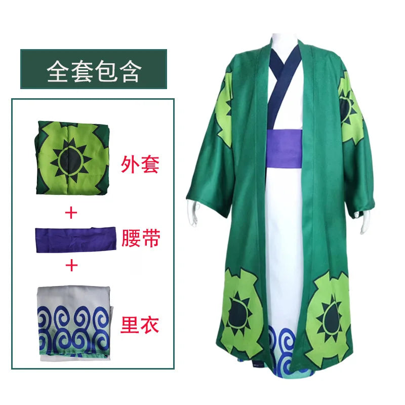 Fantasia Wano Country Roronoa Of Zoro Cosplay Kimono Anime Pirate Disfraz Costume Men Male Halloween Carnival Party Clothes