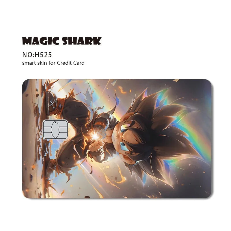 Magic Shark Anime Goku Vegeta Trunks Laser Holographic Shinny Skin Cover Sticker Film for Debit Credit Card